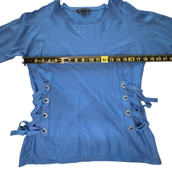 INC International Concepts Blue Lace Up Side Sweater Women Size M - Picture 7 of 8